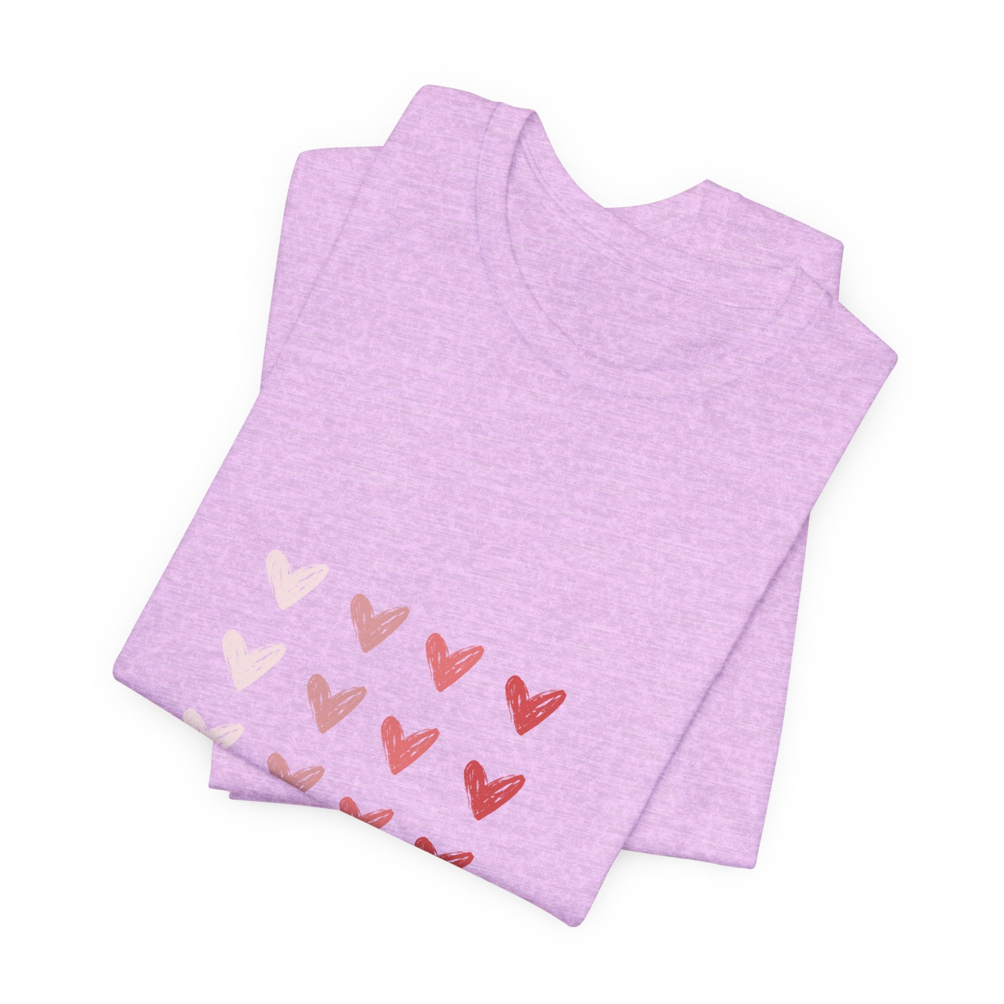 Heart Grid Tee — Pink Watercolor Hearts Graphic T-Shirt, Valentine's Day Gift