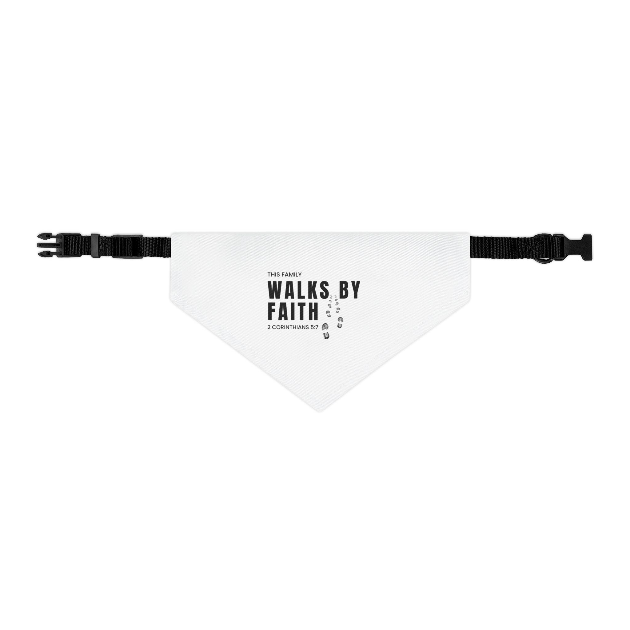Pet Bandana — "This Family Walks by Faith" Christian Dog Collar Bandana