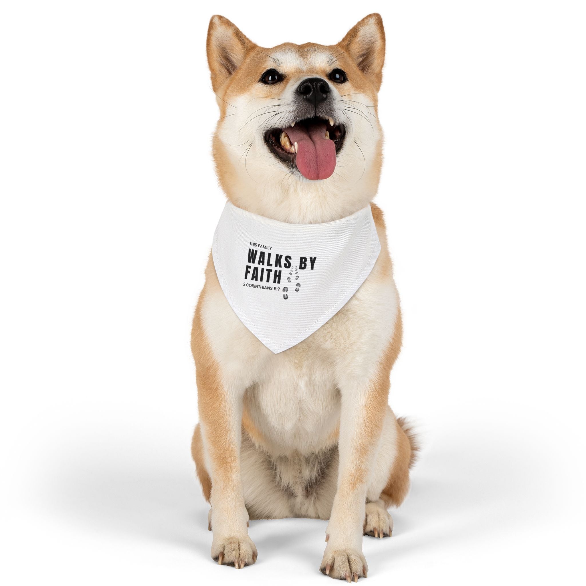 Pet Bandana — "This Family Walks by Faith" Christian Dog Collar Bandana