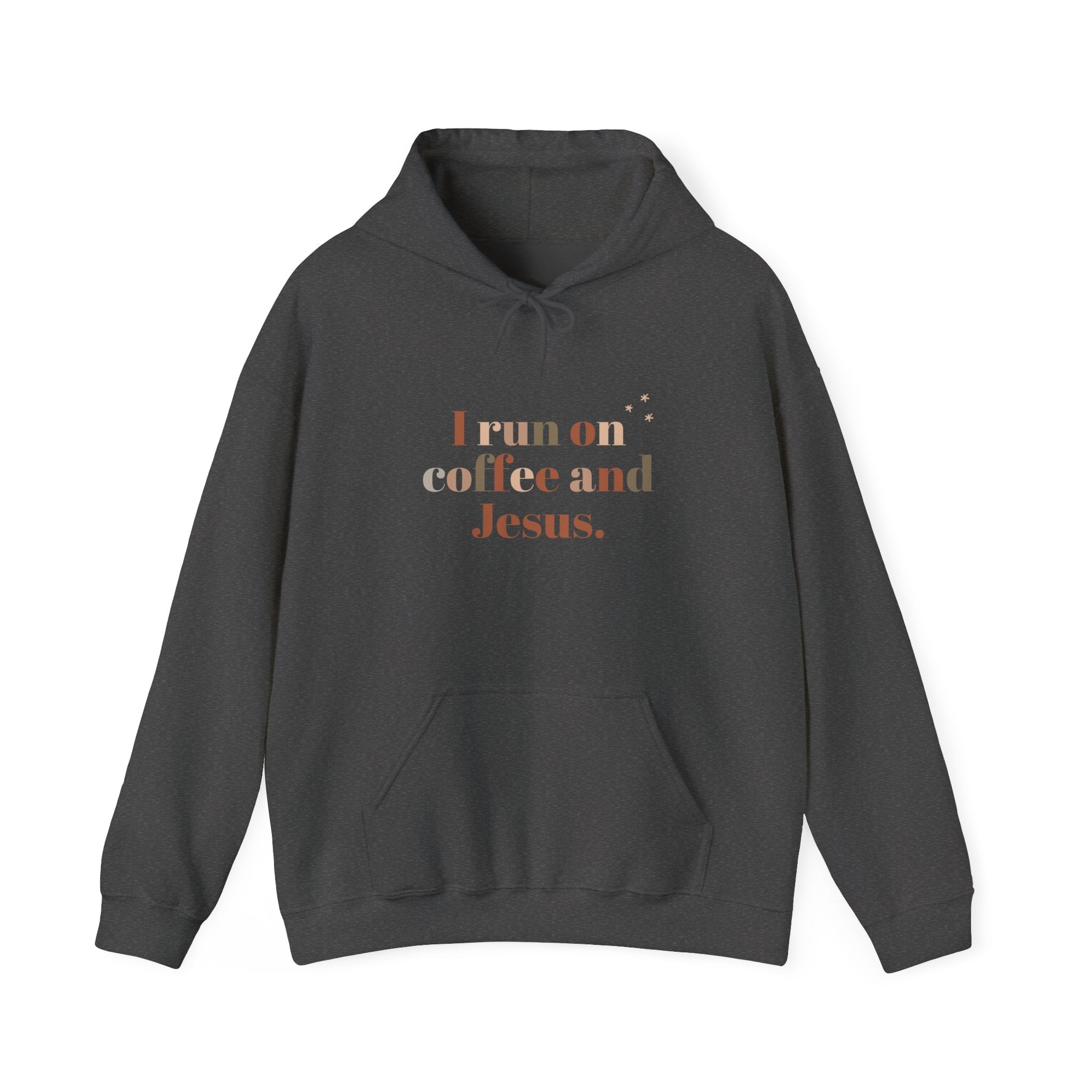 Christian Hoodie — “I Run on Coffee and Jesus” Casual Faith Pullover