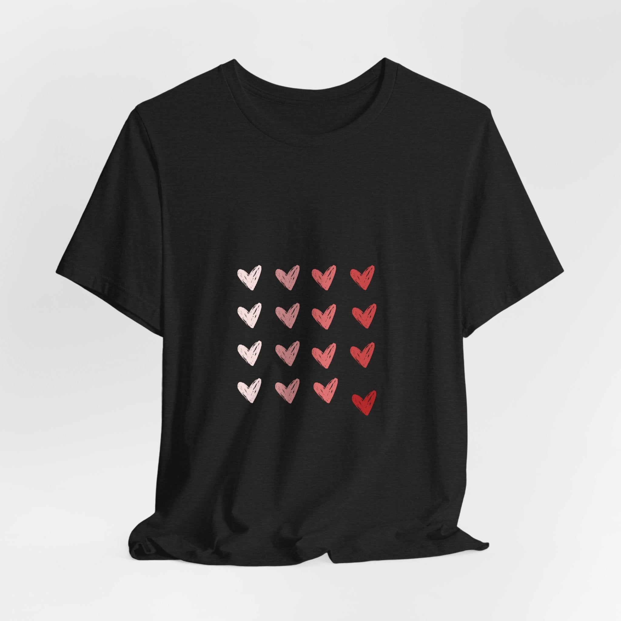 Heart Grid Tee — Pink Watercolor Hearts Graphic T-Shirt, Valentine's Day Gift