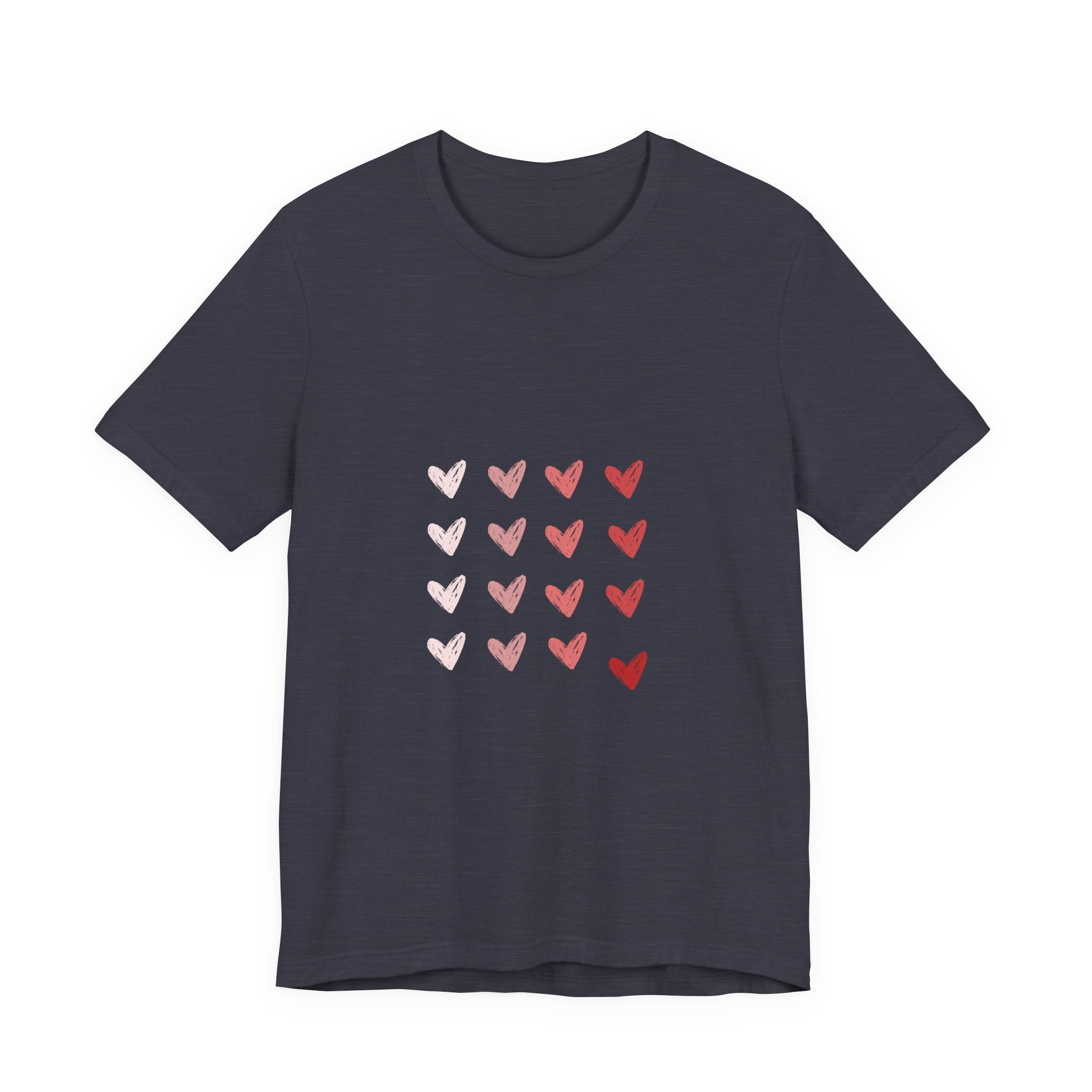 Heart Grid Tee — Pink Watercolor Hearts Graphic T-Shirt, Valentine's Day Gift