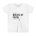 Youth Tee — "This Family Walks By Faith" Christian Kids T-Shirt (2 Corinthians 5:7)