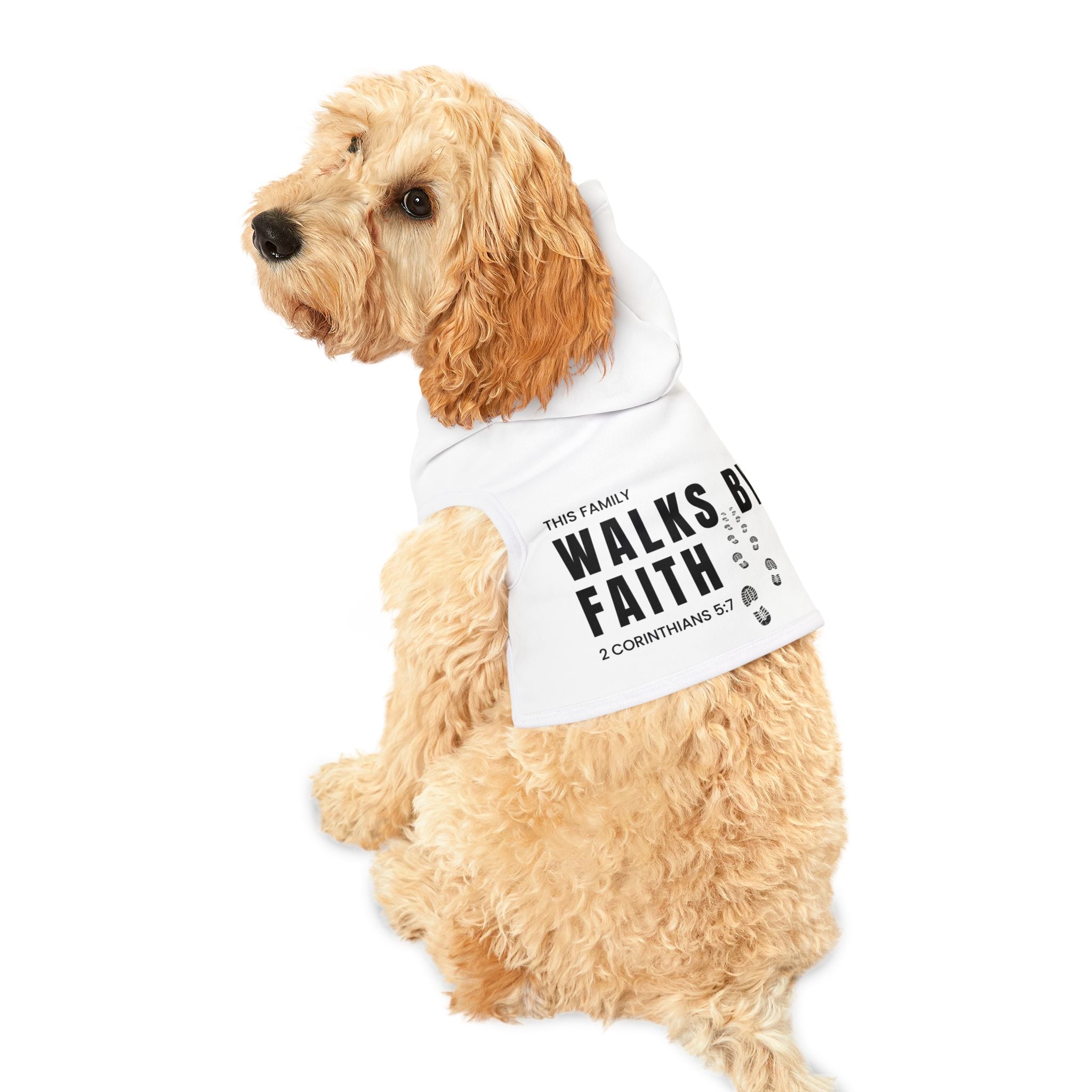 Pet Hoodie - "This Family Walks By Faith" Christian Dog Hoodie