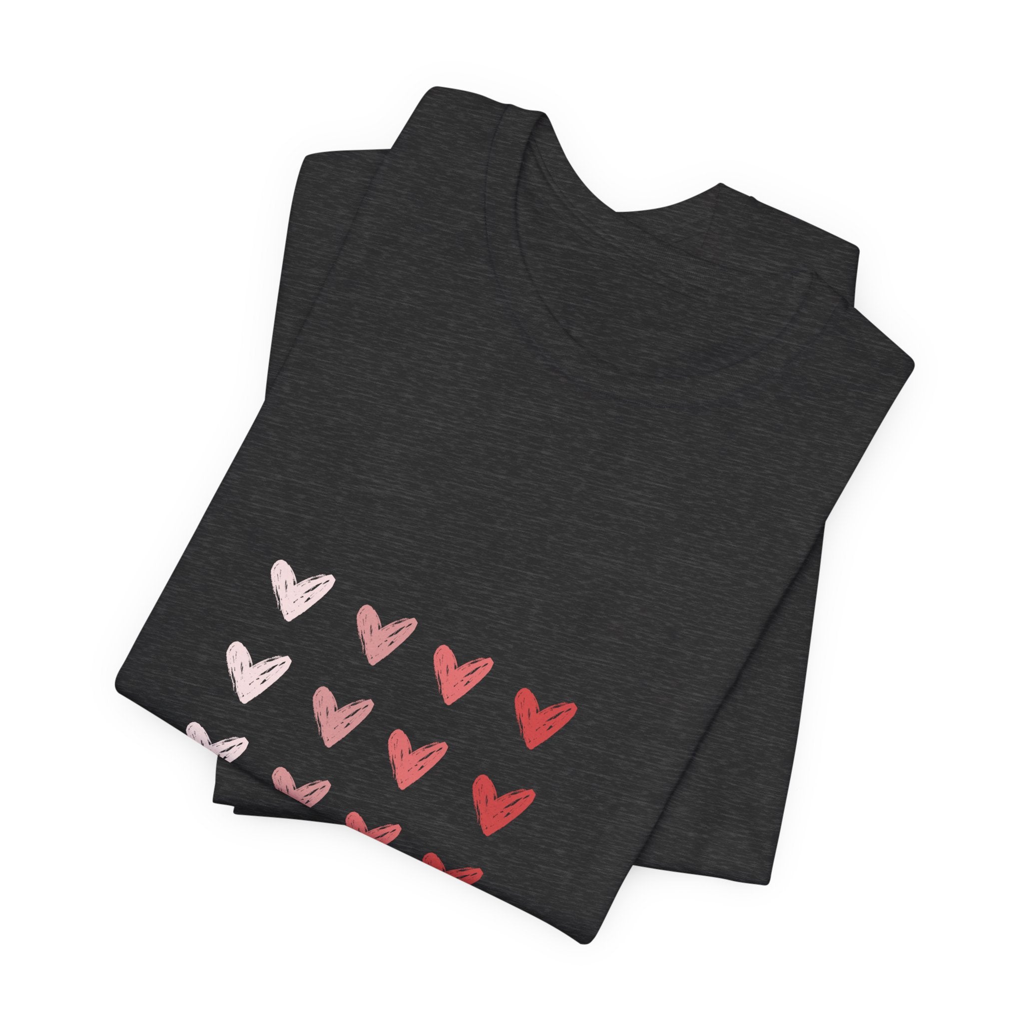 Heart Grid Tee — Pink Watercolor Hearts Graphic T-Shirt, Valentine's Day Gift