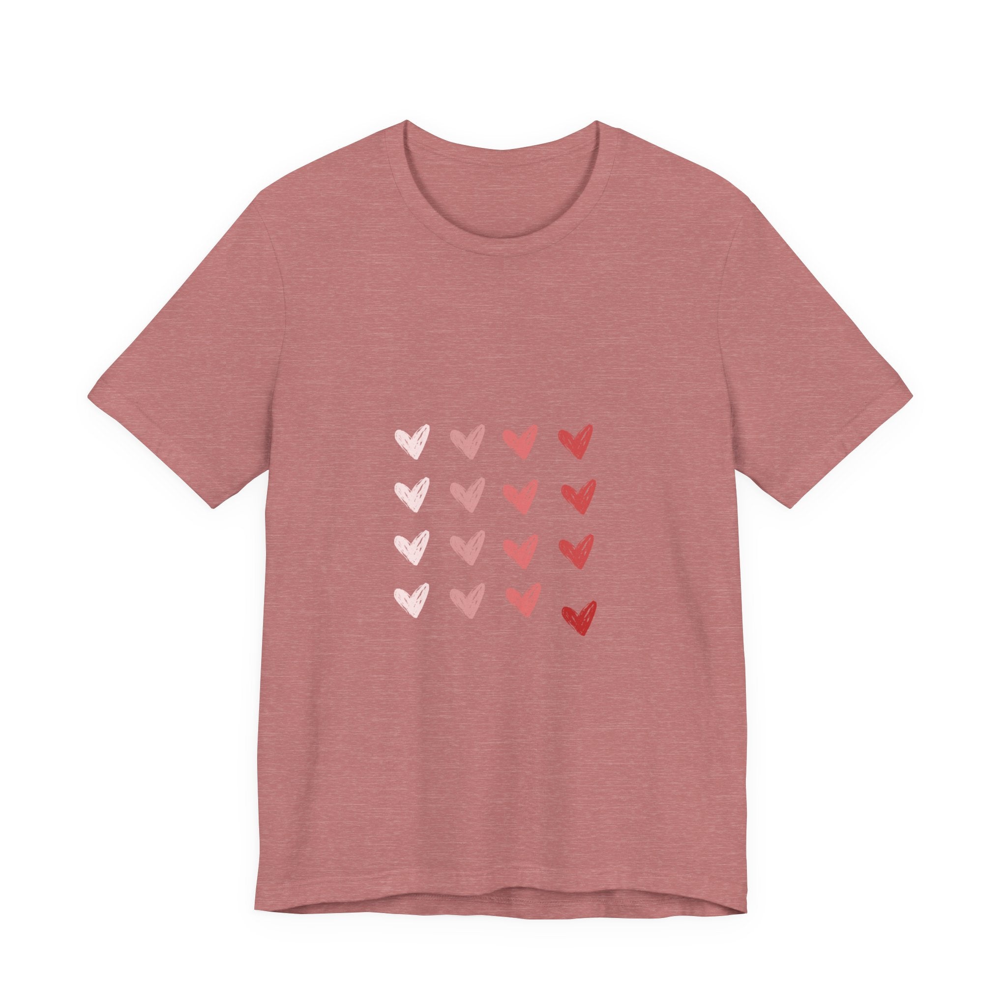 Heart Grid Tee — Pink Watercolor Hearts Graphic T-Shirt, Valentine's Day Gift