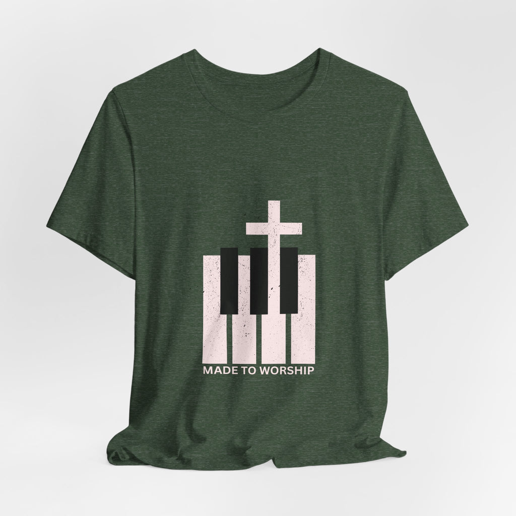 Worship Piano Tee — "Made to Worship" Christian Music T-Shirt