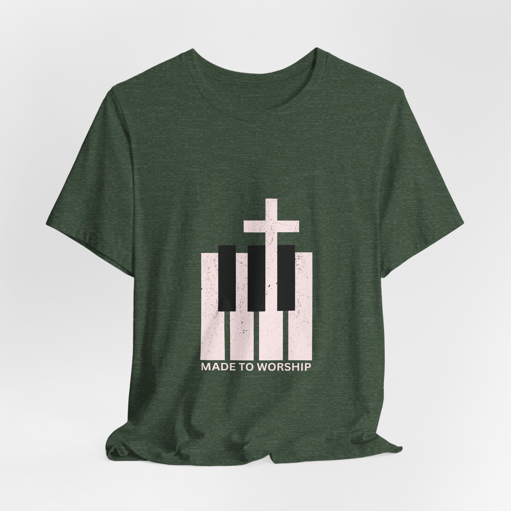 Worship Piano Tee — "Made to Worship" Christian Music T-Shirt