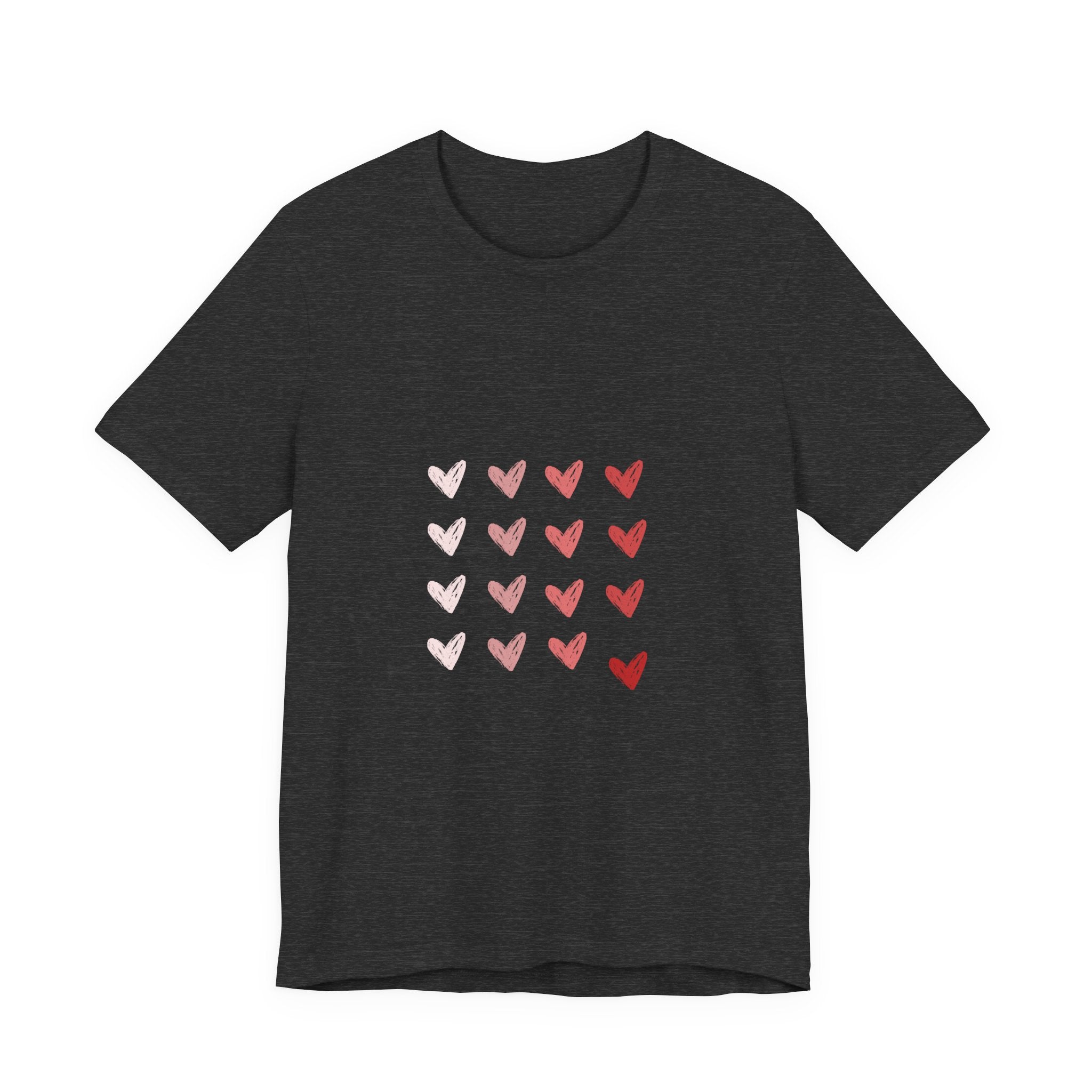 Heart Grid Tee — Pink Watercolor Hearts Graphic T-Shirt, Valentine's Day Gift