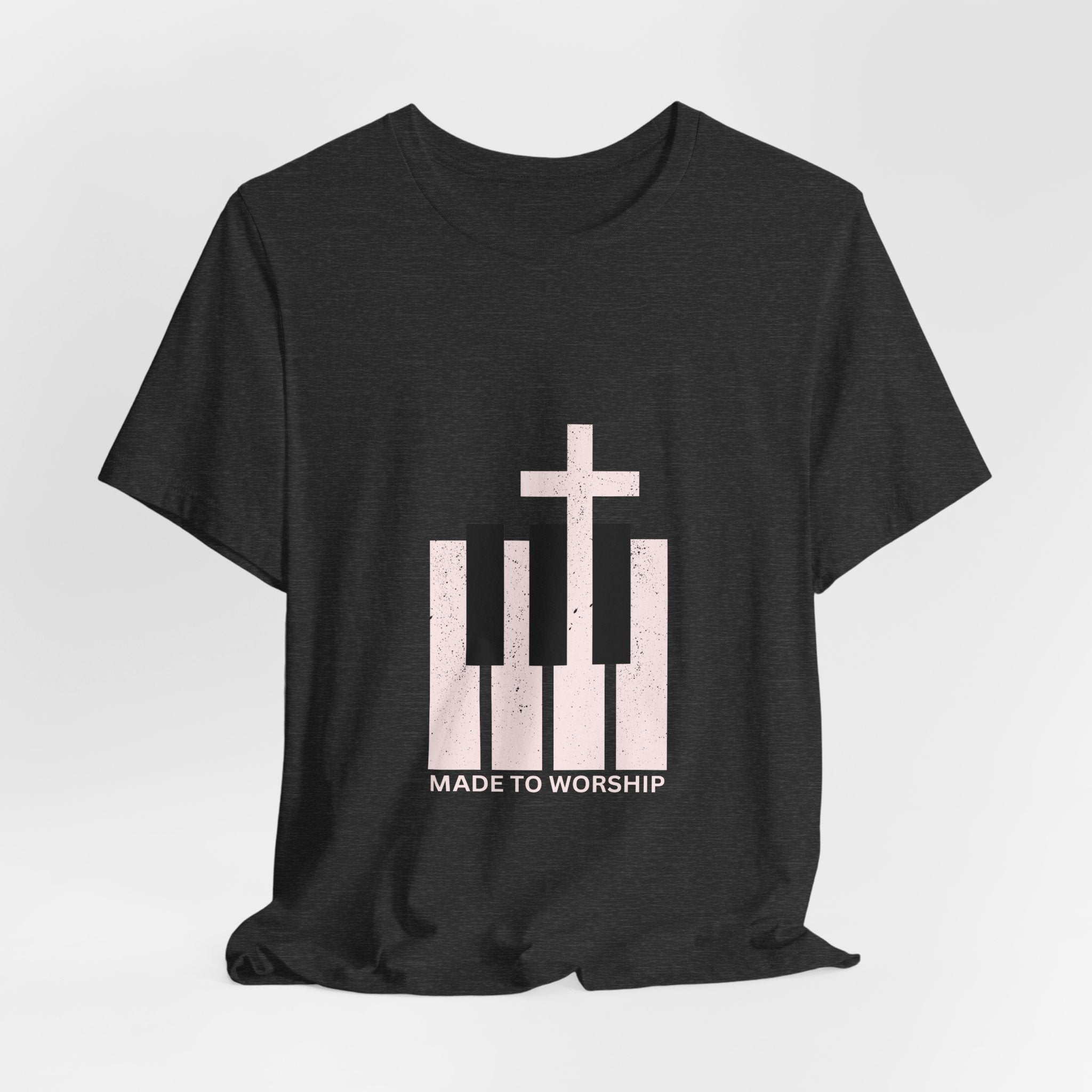 Worship Piano Tee — "Made to Worship" Christian Music T-Shirt