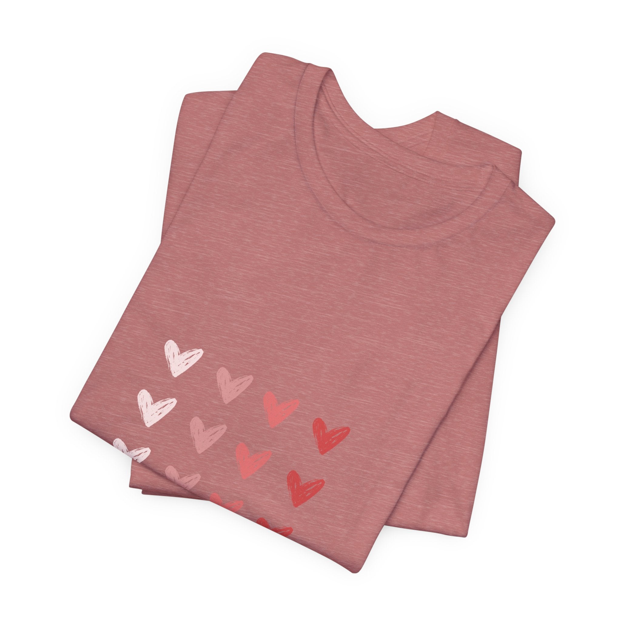 Heart Grid Tee — Pink Watercolor Hearts Graphic T-Shirt, Valentine's Day Gift