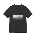 Mist-Forest Rectangle Tee — Minimal Foggy Pine Graphic T-Shirt