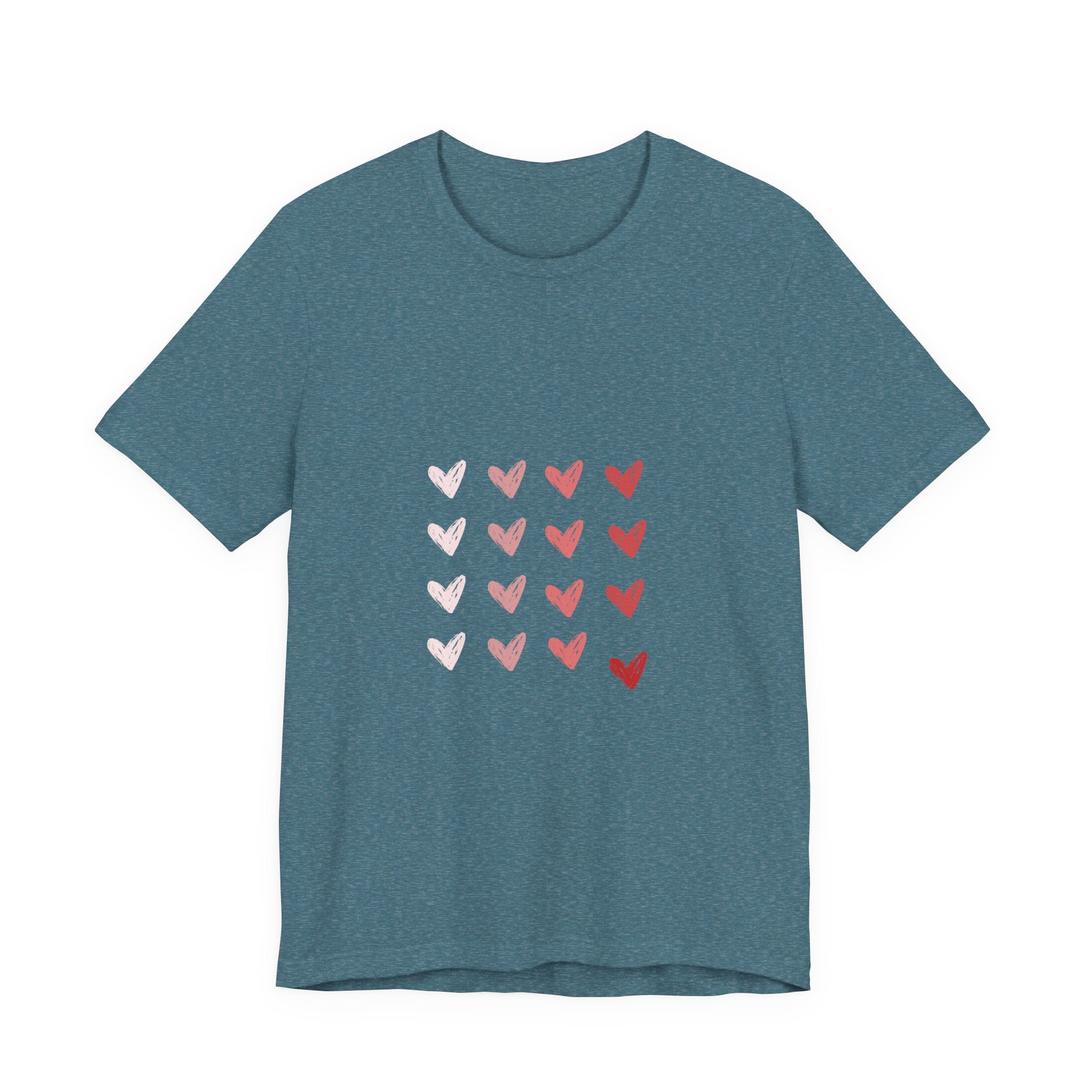 Heart Grid Tee — Pink Watercolor Hearts Graphic T-Shirt, Valentine's Day Gift
