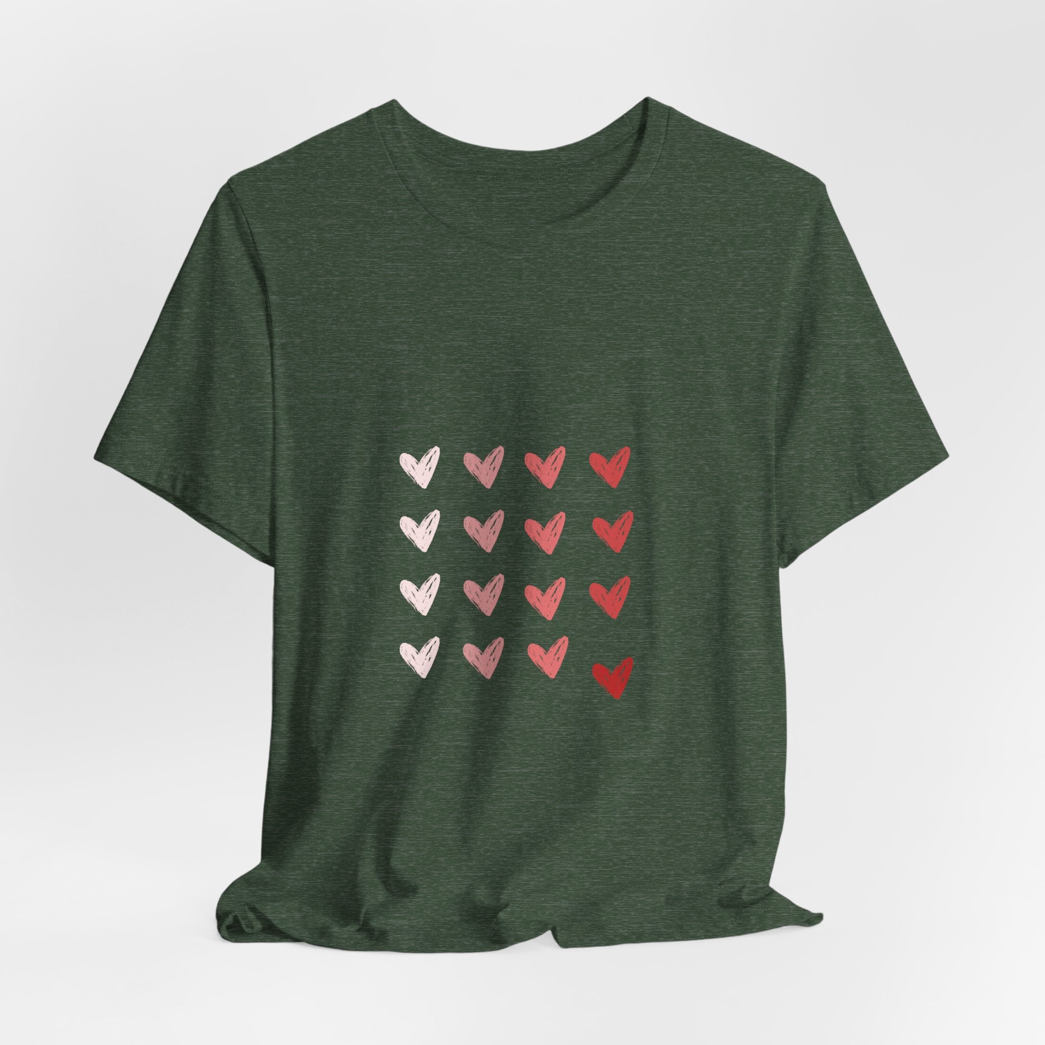 Heart Grid Tee — Pink Watercolor Hearts Graphic T-Shirt, Valentine's Day Gift