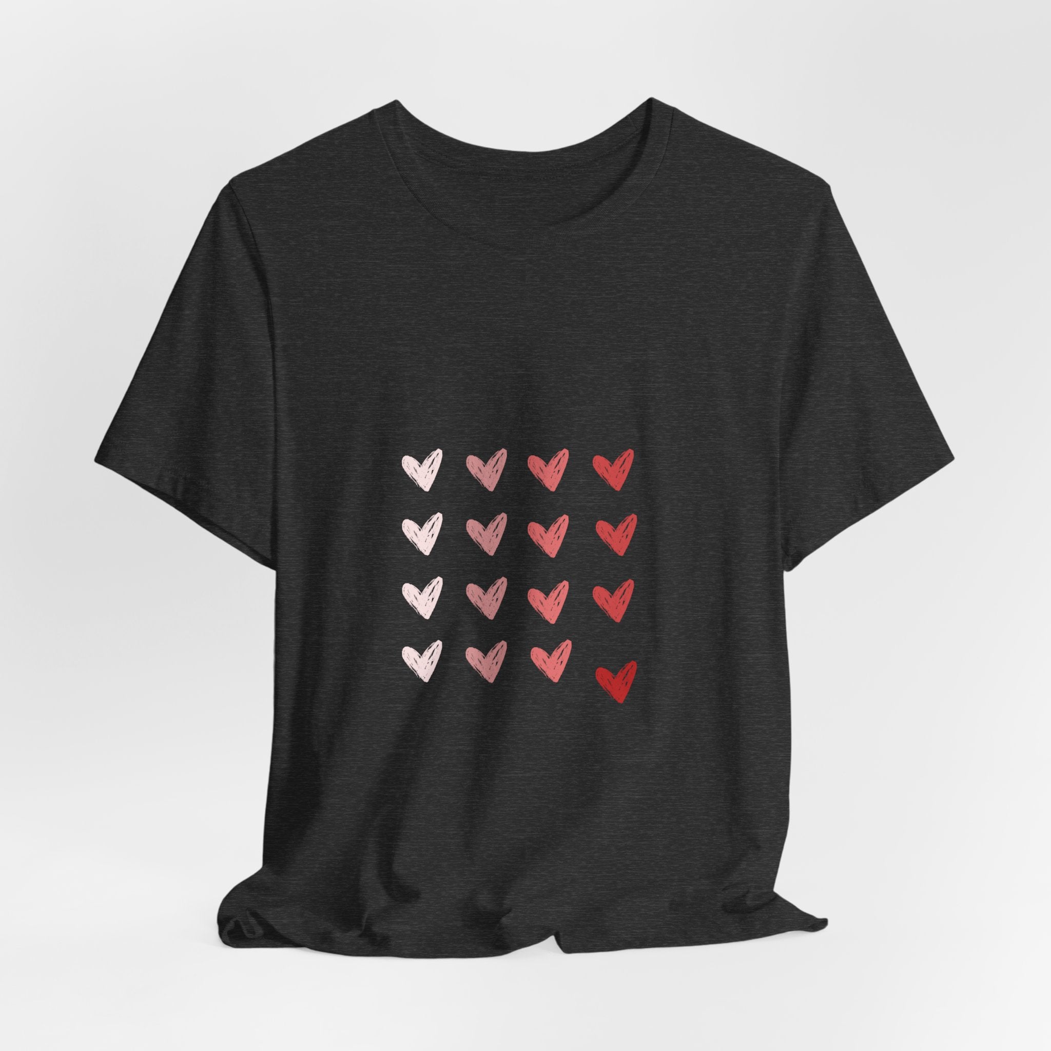 Heart Grid Tee — Pink Watercolor Hearts Graphic T-Shirt, Valentine's Day Gift