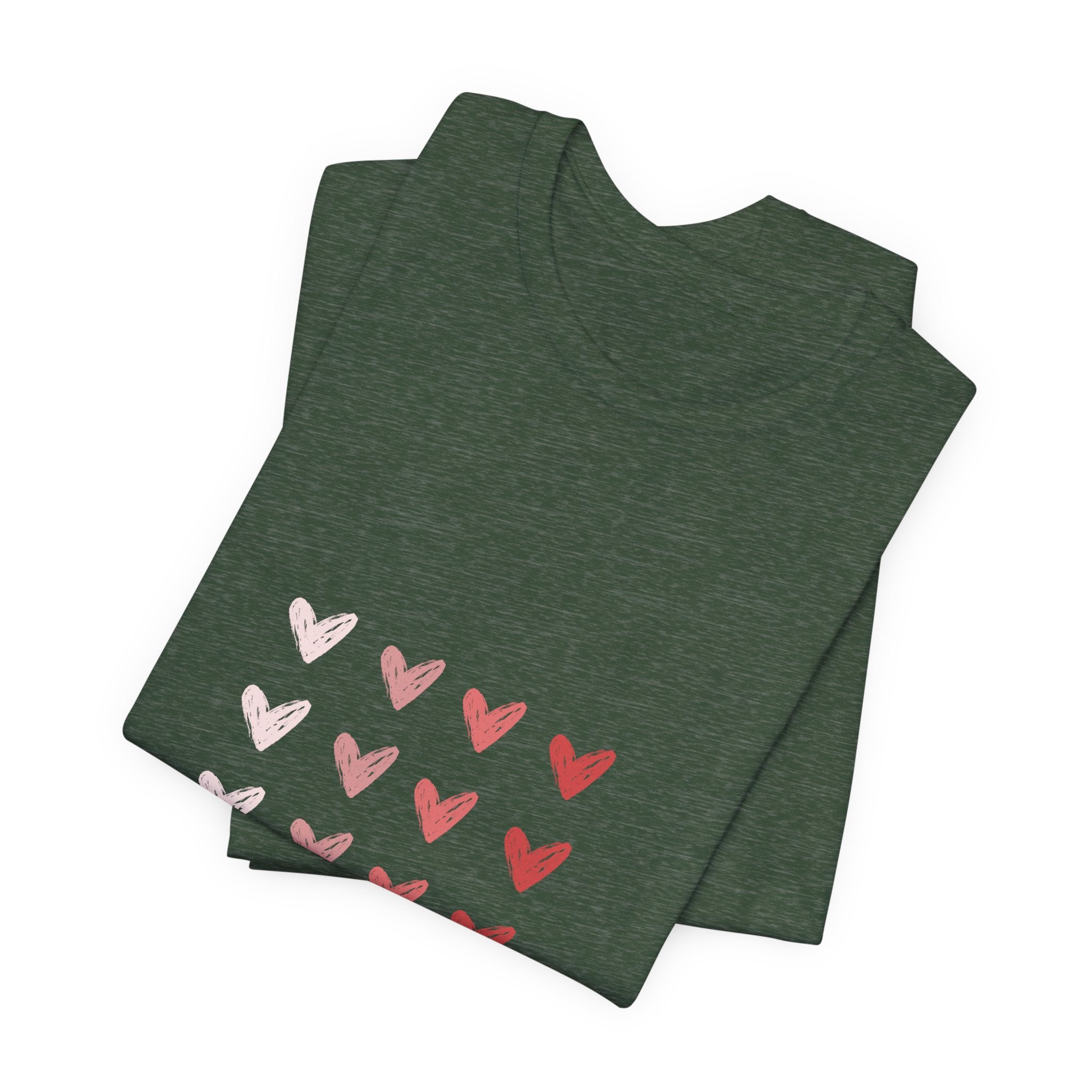 Heart Grid Tee — Pink Watercolor Hearts Graphic T-Shirt, Valentine's Day Gift