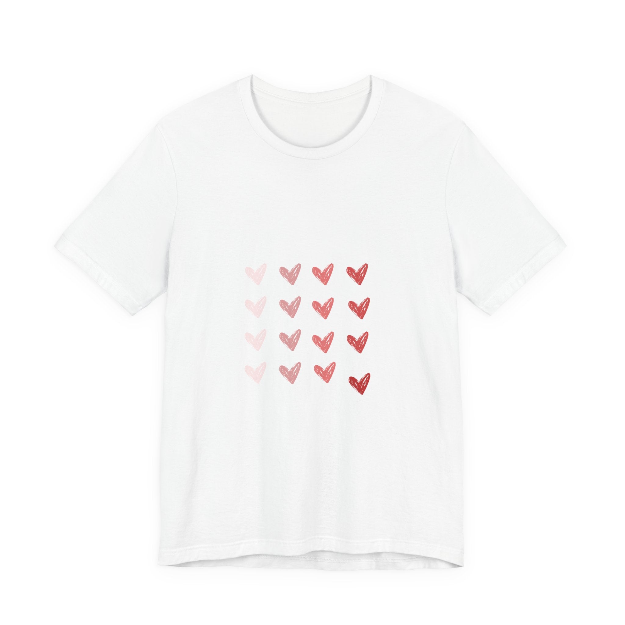 Heart Grid Tee — Pink Watercolor Hearts Graphic T-Shirt, Valentine's Day Gift