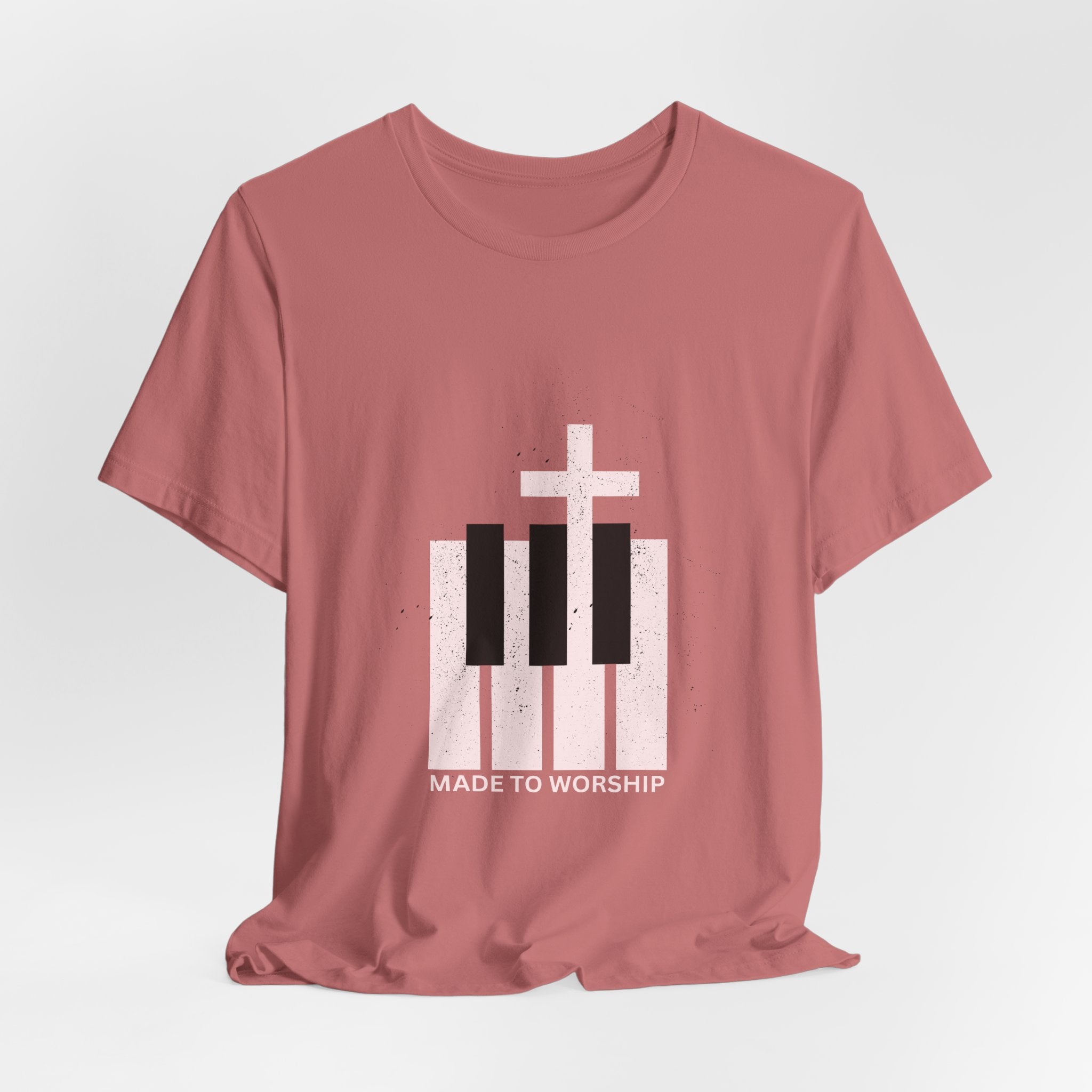 Worship Piano Tee — "Made to Worship" Christian Music T-Shirt