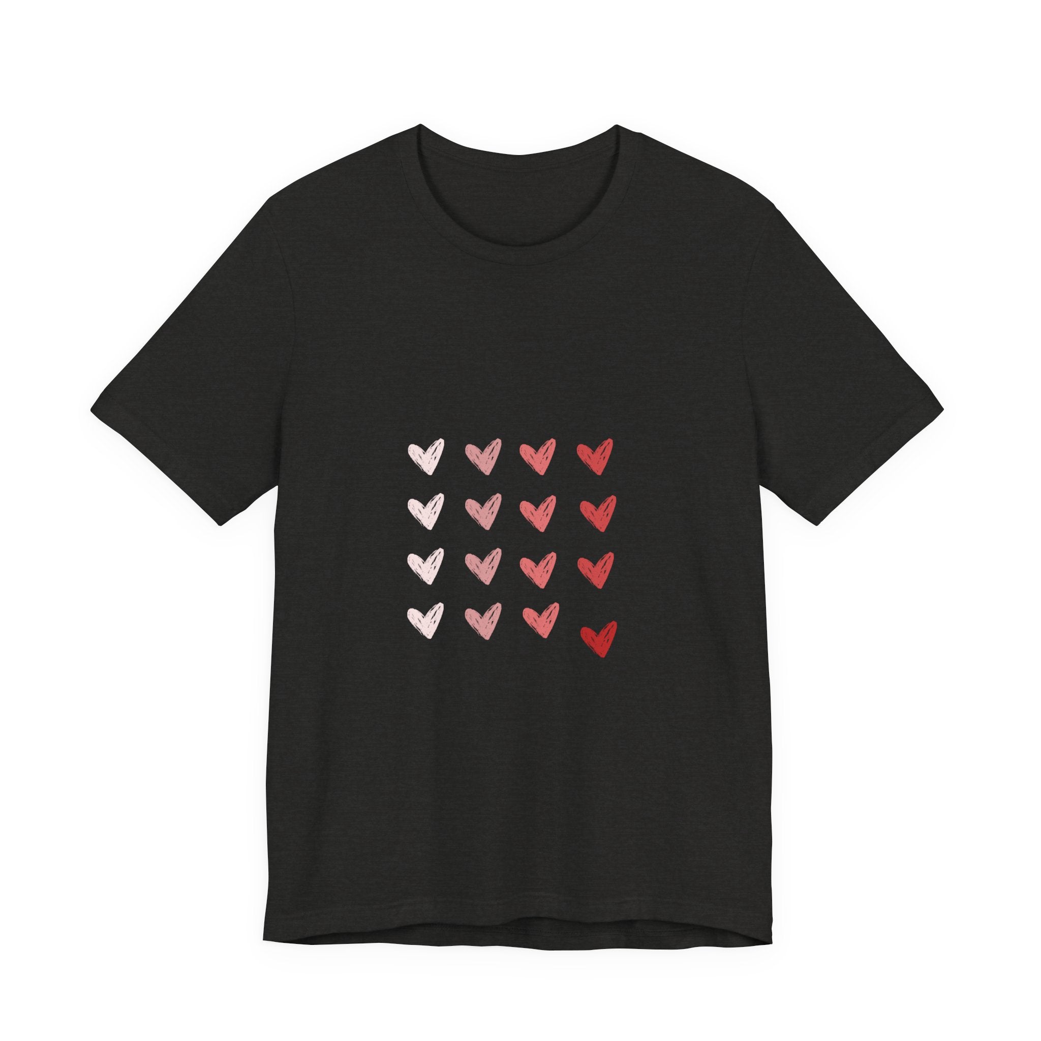 Heart Grid Tee — Pink Watercolor Hearts Graphic T-Shirt, Valentine's Day Gift