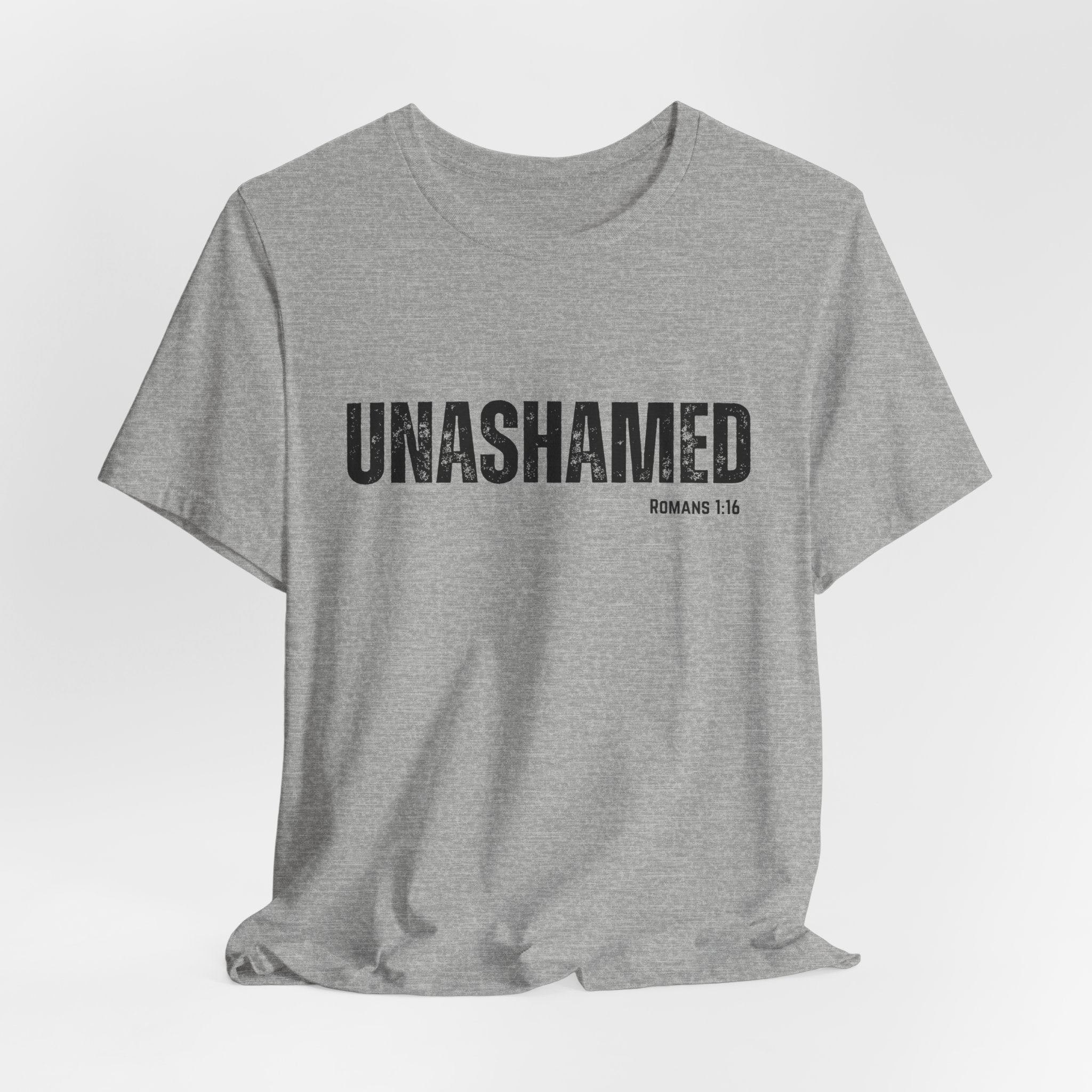 Unashamed Christian T-Shirt – 'UNASHAMED' Romans 1:16 Faith Tee