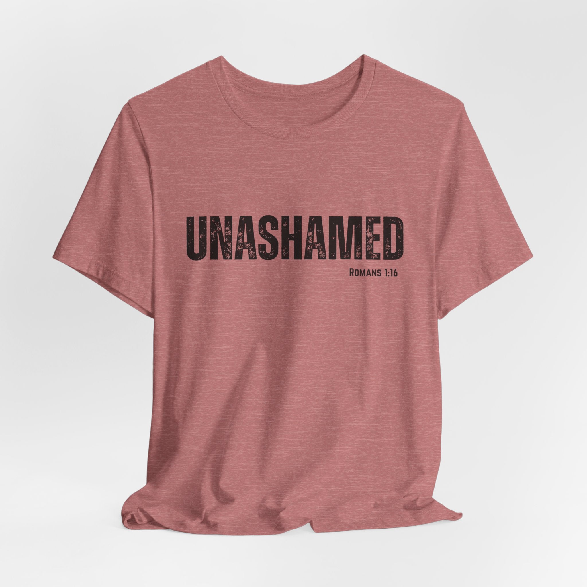 Unashamed Christian T-Shirt – 'UNASHAMED' Romans 1:16 Faith Tee