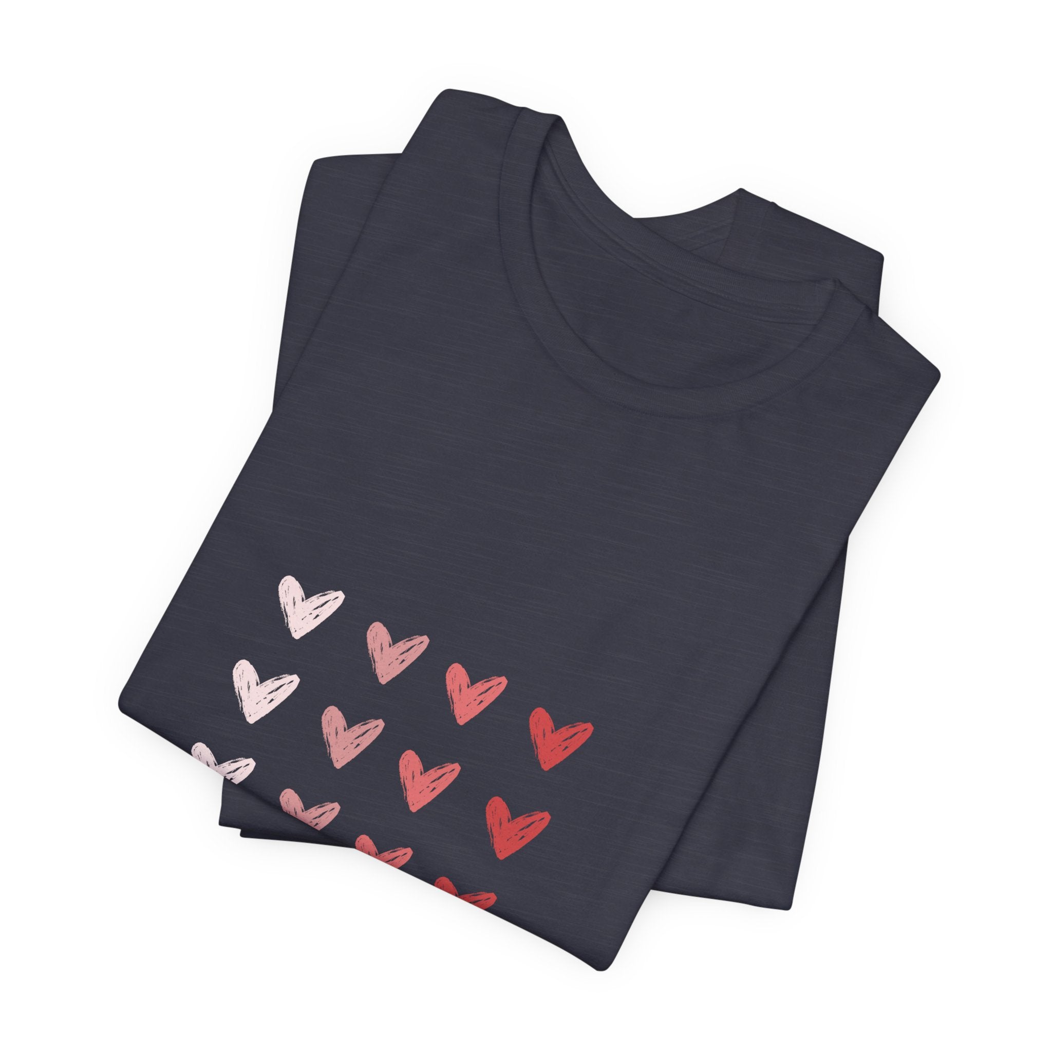 Heart Grid Tee — Pink Watercolor Hearts Graphic T-Shirt, Valentine's Day Gift