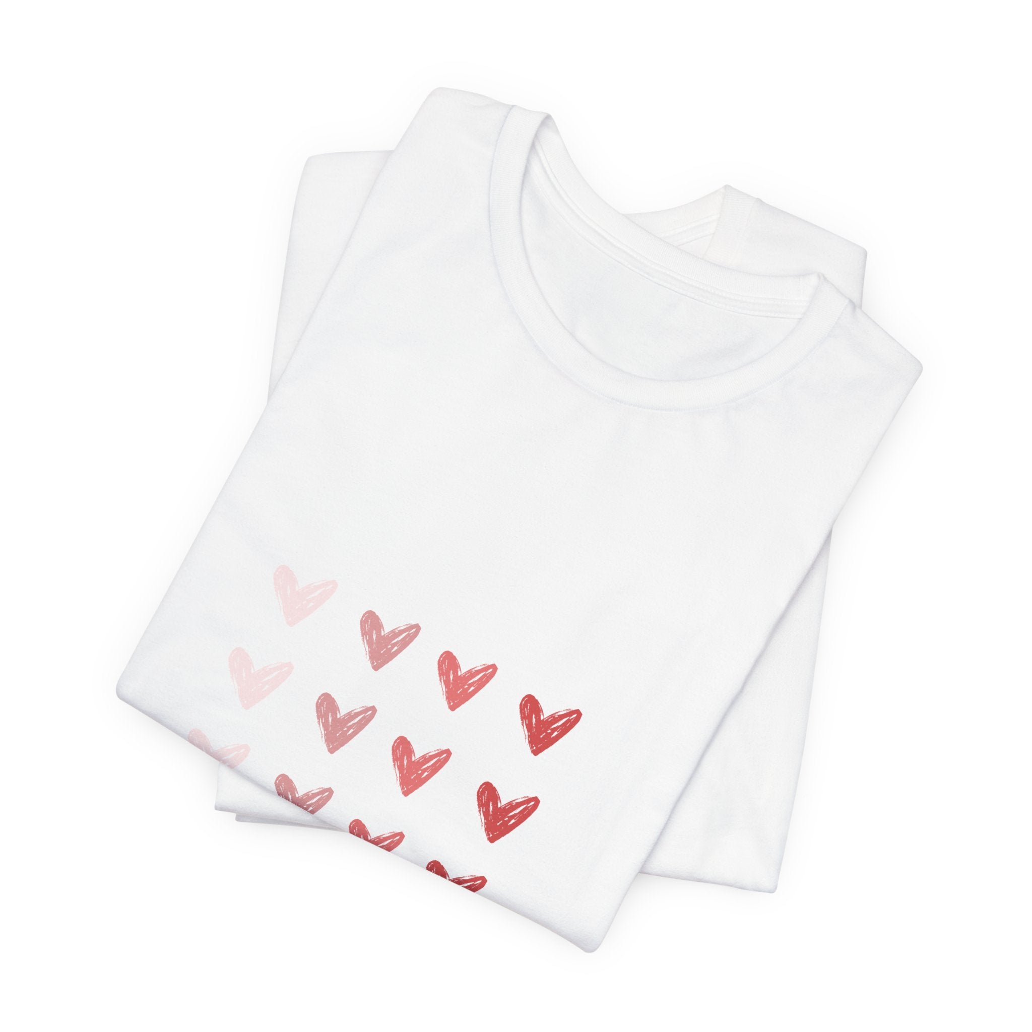 Heart Grid Tee — Pink Watercolor Hearts Graphic T-Shirt, Valentine's Day Gift