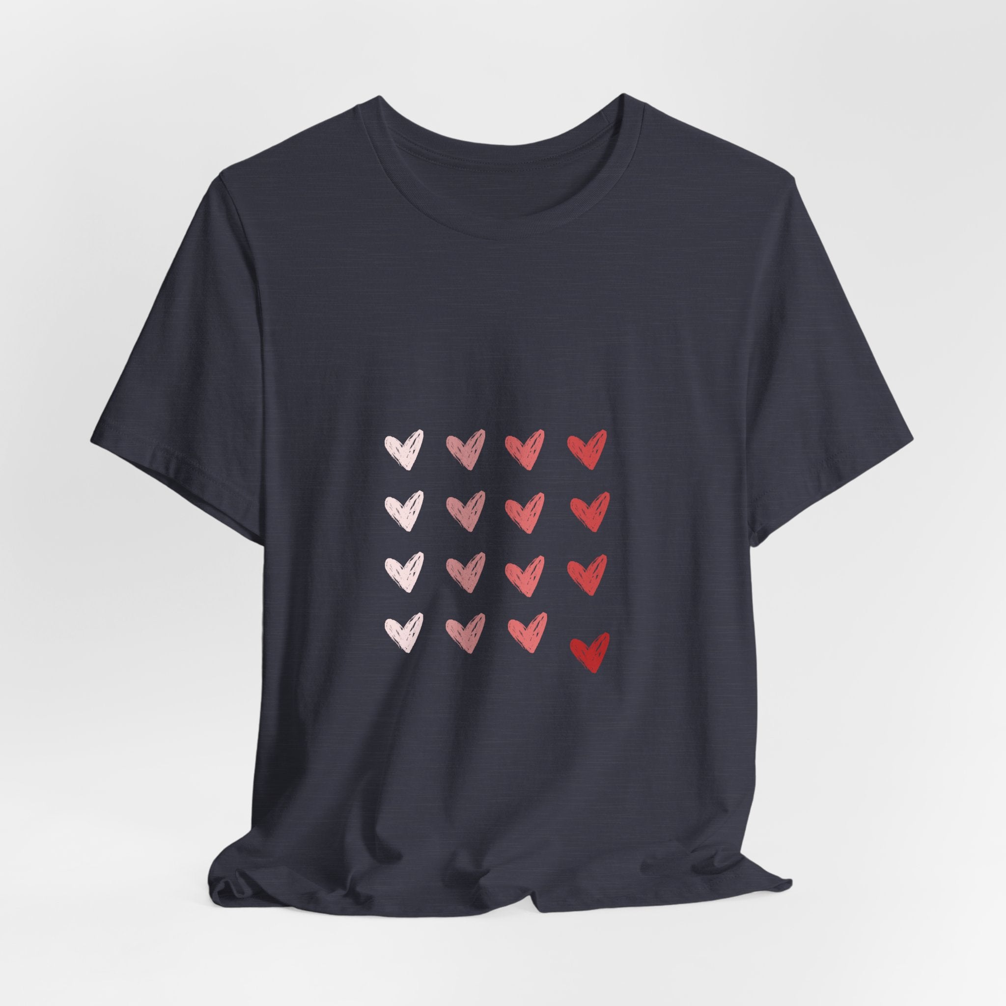 Heart Grid Tee — Pink Watercolor Hearts Graphic T-Shirt, Valentine's Day Gift