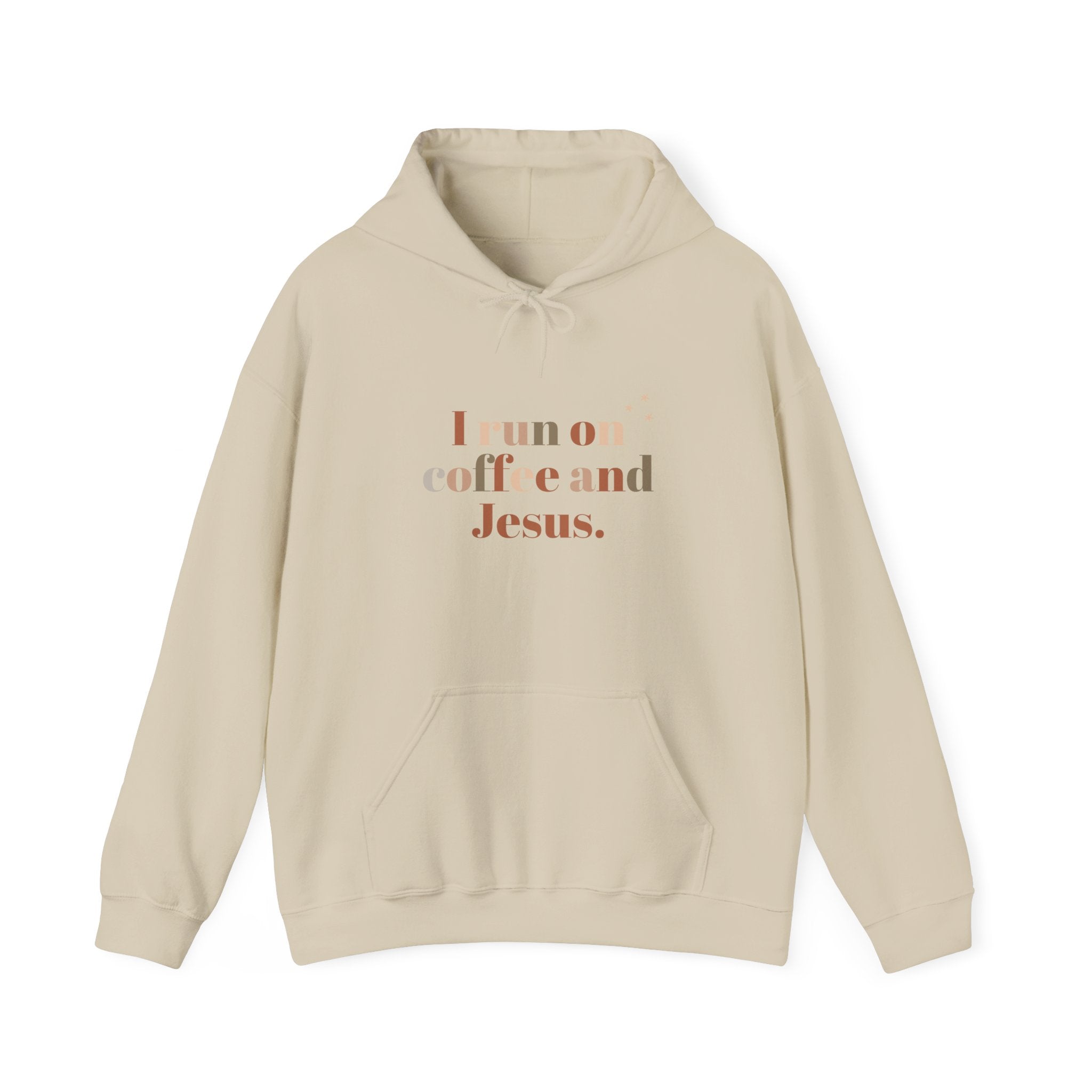 Christian Hoodie — “I Run on Coffee and Jesus” Casual Faith Pullover
